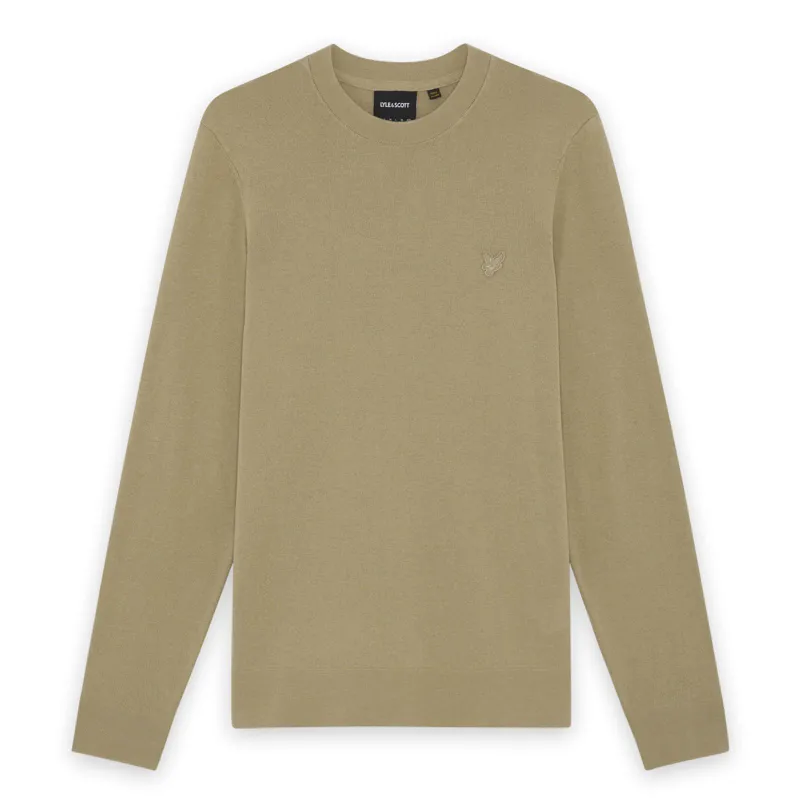 Lyle and Scott Tonal Superfine Crew Neck Jumper - Sage Uniform