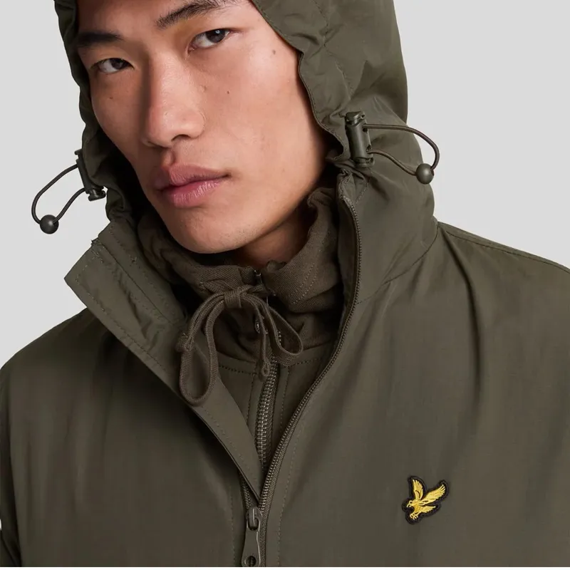 Lyle and Scott Zip Through Hooded Jacket - Olive-2