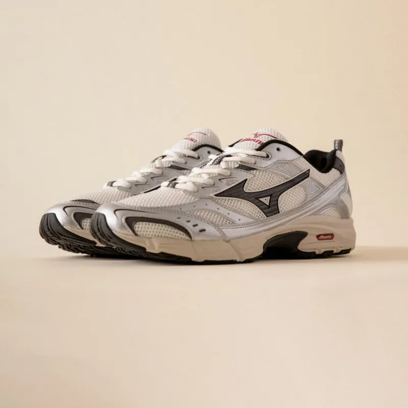 スニーカー Mizuno MXR Men's Snow White Magnet Running Shoes D1GA245101 Mizuno MXR Sport - Snow White/Magnet/Silver
