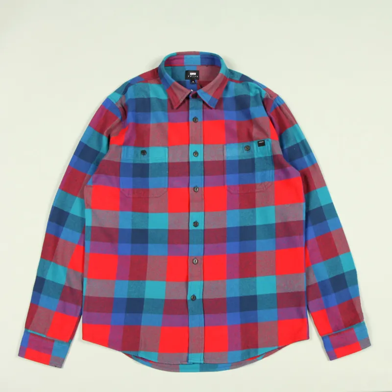 Edwin Labour Shirt Heavy Twill Flannel Red/Dress Blue/Mazarine