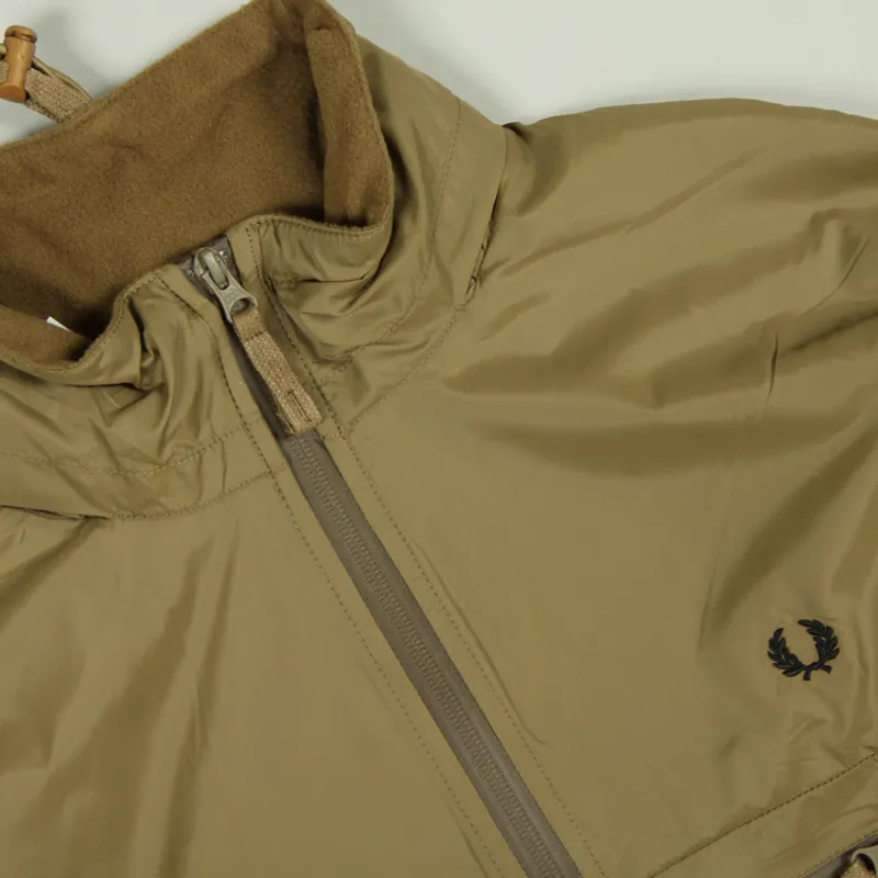 Fred Perry Half Zip Hooded Jacket - Dark Khaki-1