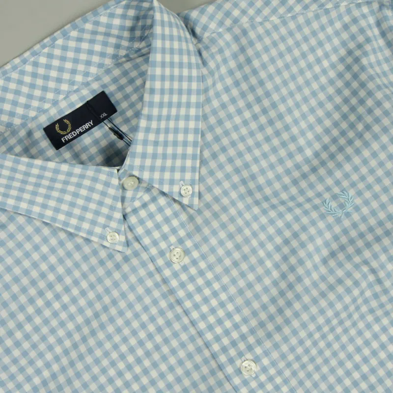 Fred Perry Two Colour Gingham Shirt - Sky-1
