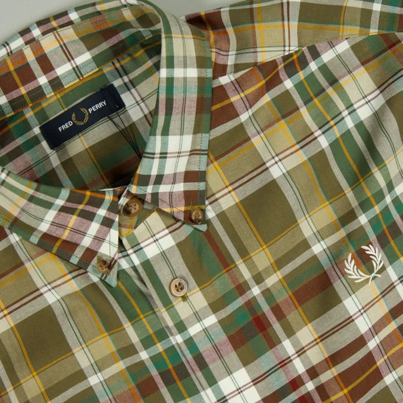 Fred Perry Tartan Shirt - Military Green-1