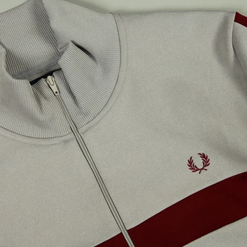 Fred Perry Contrast Panel Track Jacket - Marl Grey-1