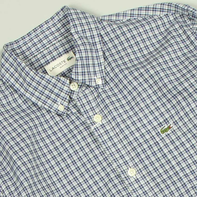Lacoste LS Check Shirt - Waterfall Blue/Navy Blue-1