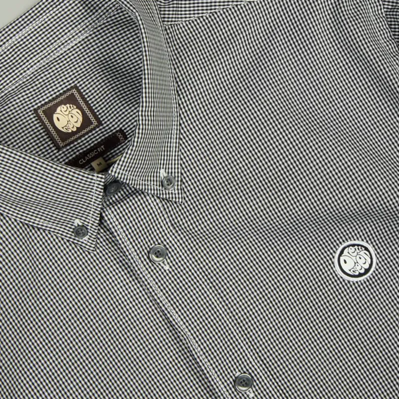 Pretty Green LS Gingham Shirt - Black-1