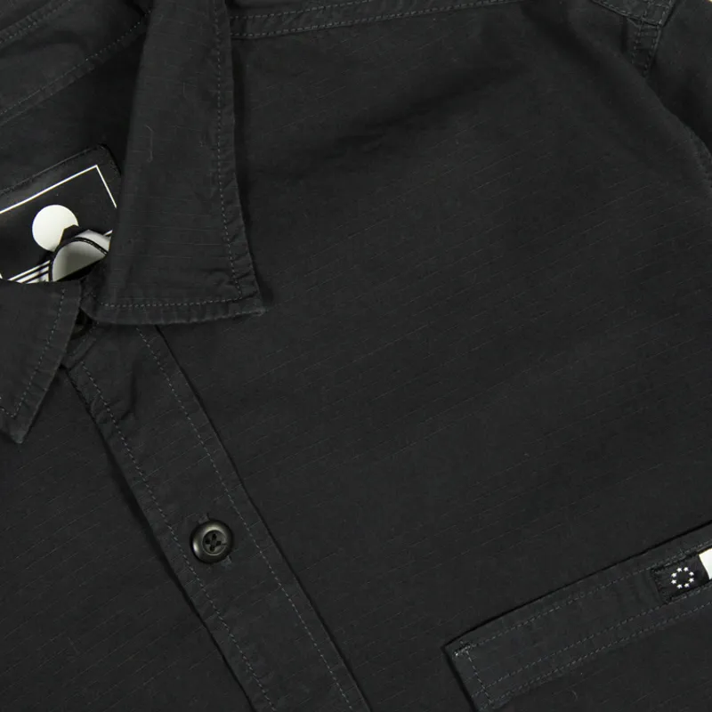 Edwin Major Shirt Rip Stop - Black Garment Washed-1