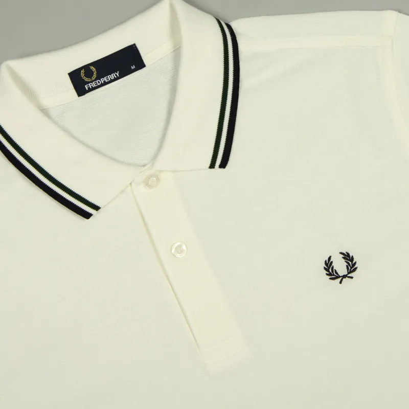 Fred Perry Twin Tipped Polo Shirt M3600 - Snow White/Ivy/Navy-1