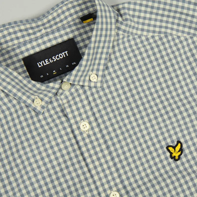 Lyle and Scott SS Gingham Shirt - Mist Blue-1