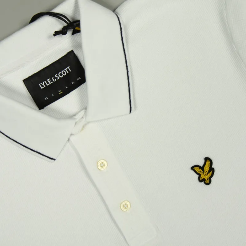 Lyle and Scott Waffle Polo Shirt - White-1