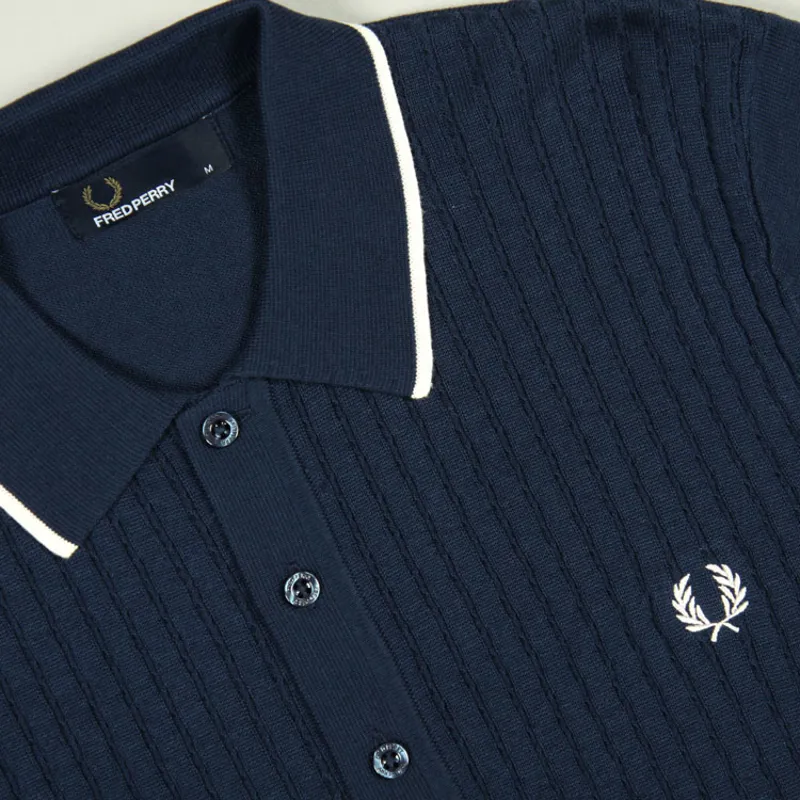 Fred Perry Tipped Knitted Shirt - Dark Night-1