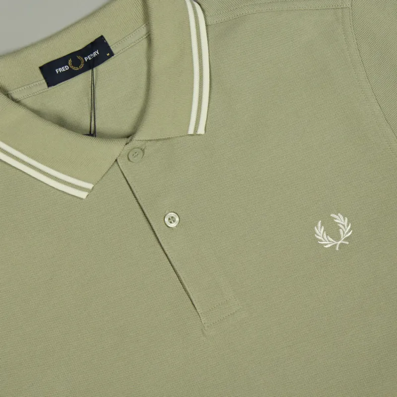 Fred Perry Twin Tipped Polo Shirt M3600 - Light Sage/Snow White-1