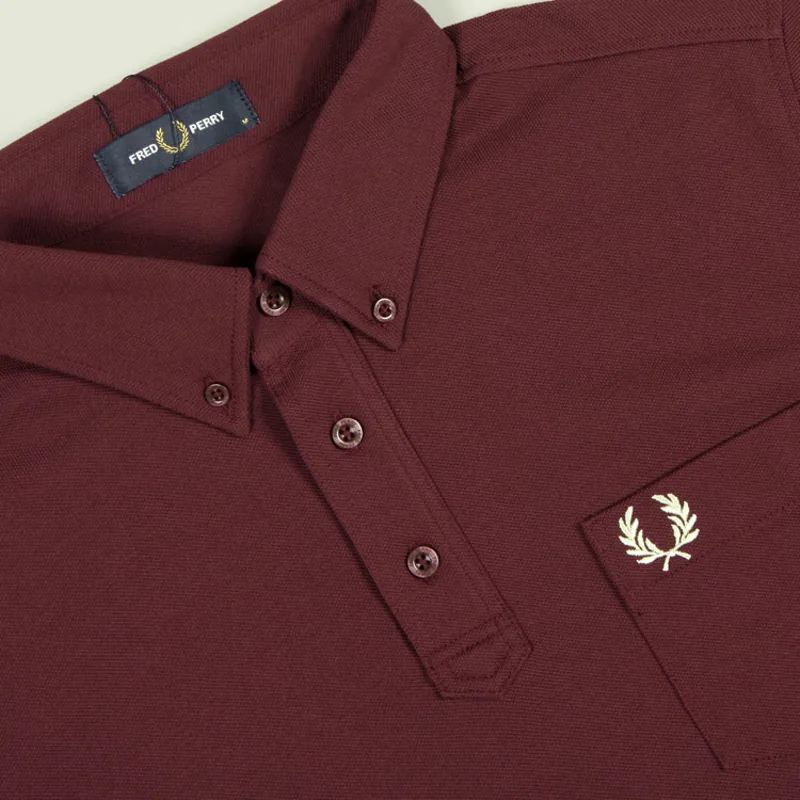 Fred Perry Button Down Collar Polo Shirt - Mahogany-1