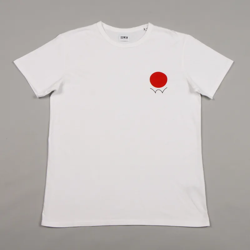 Edwin Red Dot Logo 2 T-Shirt - White Garment Washed